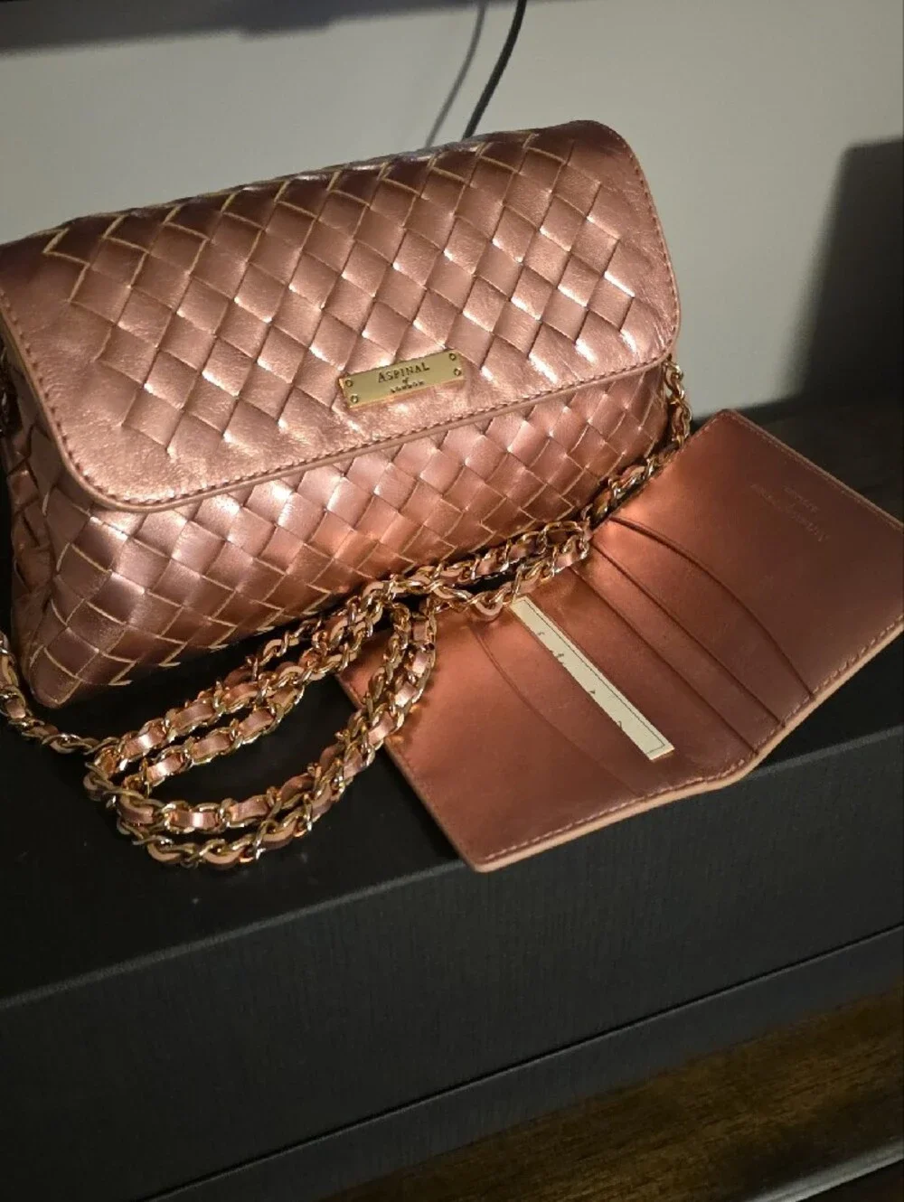 Sunrise Sunset Blush Pink Woven Clutch With Double Fold Credit Card Holder